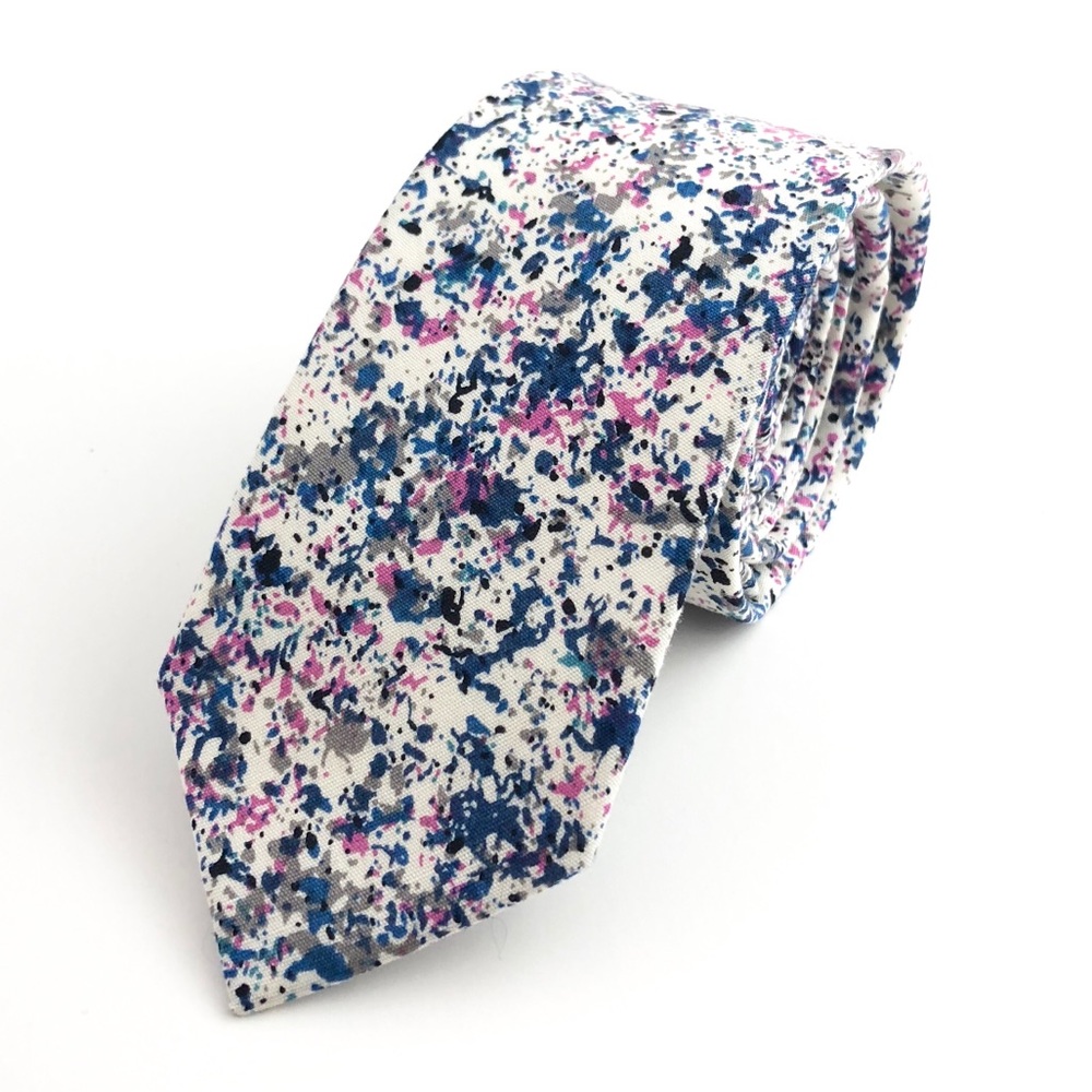 Men’s Slim Hipster Style Absract White Necktie